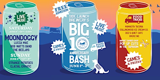 Primaire afbeelding van Side Launch Brewery's Big 10th Anniversary Bash!