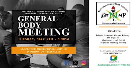 NSBE-Montgomery: General Body Meeting (May 2024)
