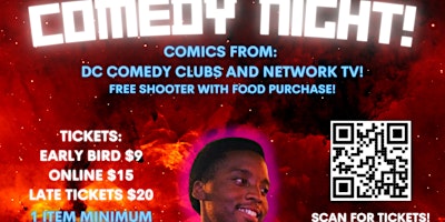 Image principale de Comedy Night! Featuring DC CLUB Comics! Free Shooter with Food Purchase!