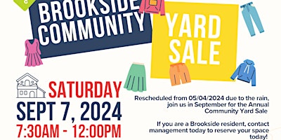 Primaire afbeelding van Brookside Annual Community Yard Sale : Seller Registration