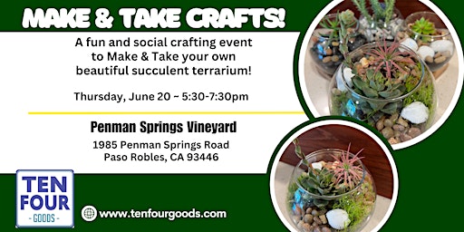 Image principale de Make & Take Succulent Terrarium at Penman Springs Vineyard