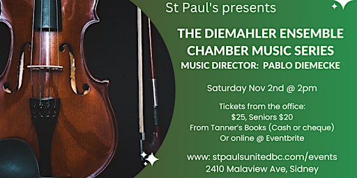 Primaire afbeelding van St Paul's presents: DieMahler Ensemble Chamber Music Series