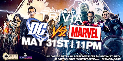 Imagem principal do evento DC vs. Marvel Late Night Trivia at Lava Cantina