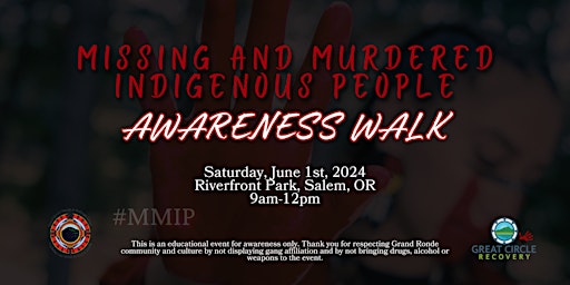 Imagem principal de Missing And Murdered Indigenous Peoples Awareness Walk 2024
