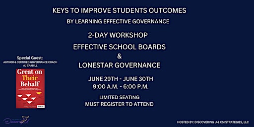 Hauptbild für EFFECTIVE SCHOOL BOARDS AND LONESTAR GOVERNANCE FRAMEWORK