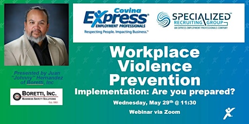 Imagem principal do evento Workplace Violence Prevention: Implementation - Are you prepared?