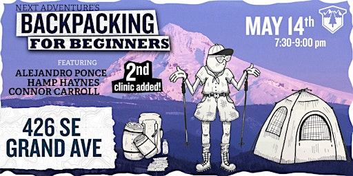 Image principale de Backpacking For Beginners! 2nd Clinic Added!