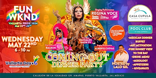 Immagine principale di Coming-Out Dinner Party | Vallarta Gay+ Community C. | Regina Voce presents 