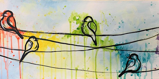 Immagine principale di Rainbow Birds on a Wire - Paint and Sip by Classpop!™ 