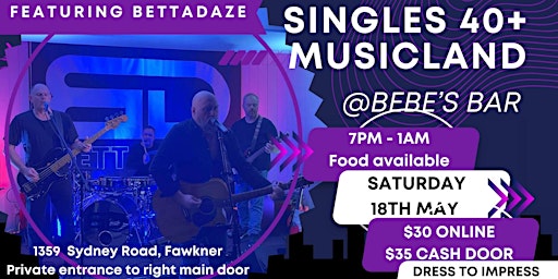 Imagem principal do evento Musicland @bebe's Bar | Melbourne Social Singles Over 40 | Live Music