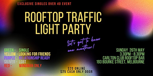 Image principale de Melbourne CBD Rooftop Traffic Light Party Social Singles Meetup Over 40