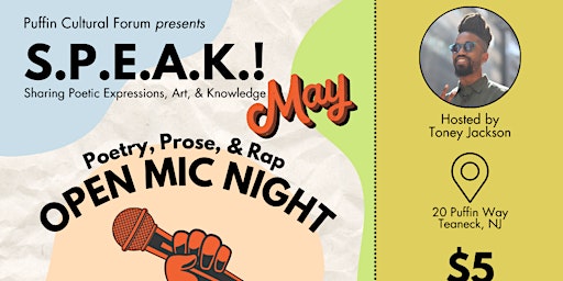 Imagem principal do evento S.P.E.A.K.! May: Open Mic Night