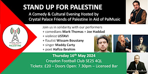 Primaire afbeelding van Stand Up For Palestine: A Comedy and Culture Evening Hosted by CPFP