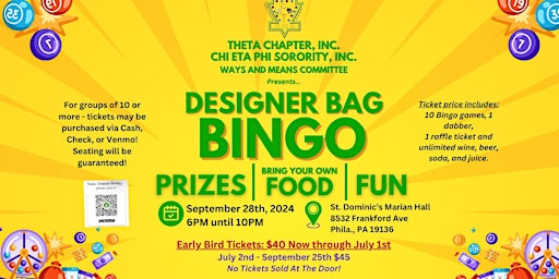 Theta Chapter, Chi Eta Phi Sorority Inc. Designer Bag Bingo  primärbild