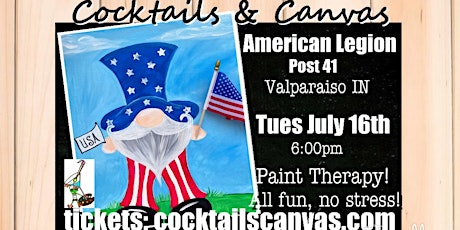 "Uncle Sam Gnome" Cocktails and Canvas Fundraiser Painting Art Event