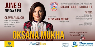 Cleveland, OH -  Oksana Mukha, honored singer of Ukraine charitable concert primary image