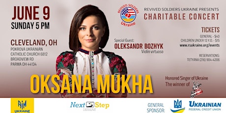 Cleveland, OH -  Oksana Mukha, honored singer of Ukraine charitable concert