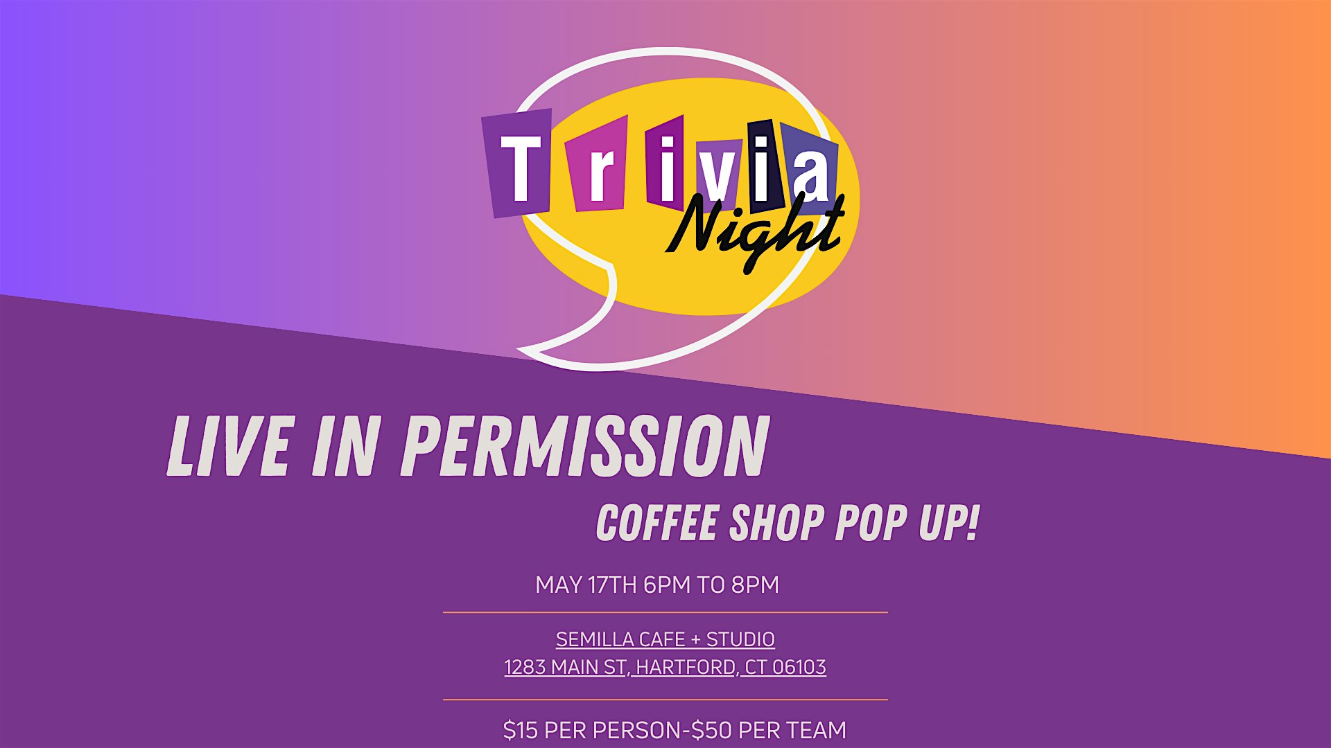 Live in Permission Coffee Shop Pop Up!