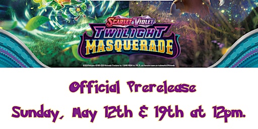 Imagem principal do evento Official Pokemon Twilight Masquerade Prerelease at Round Table Games
