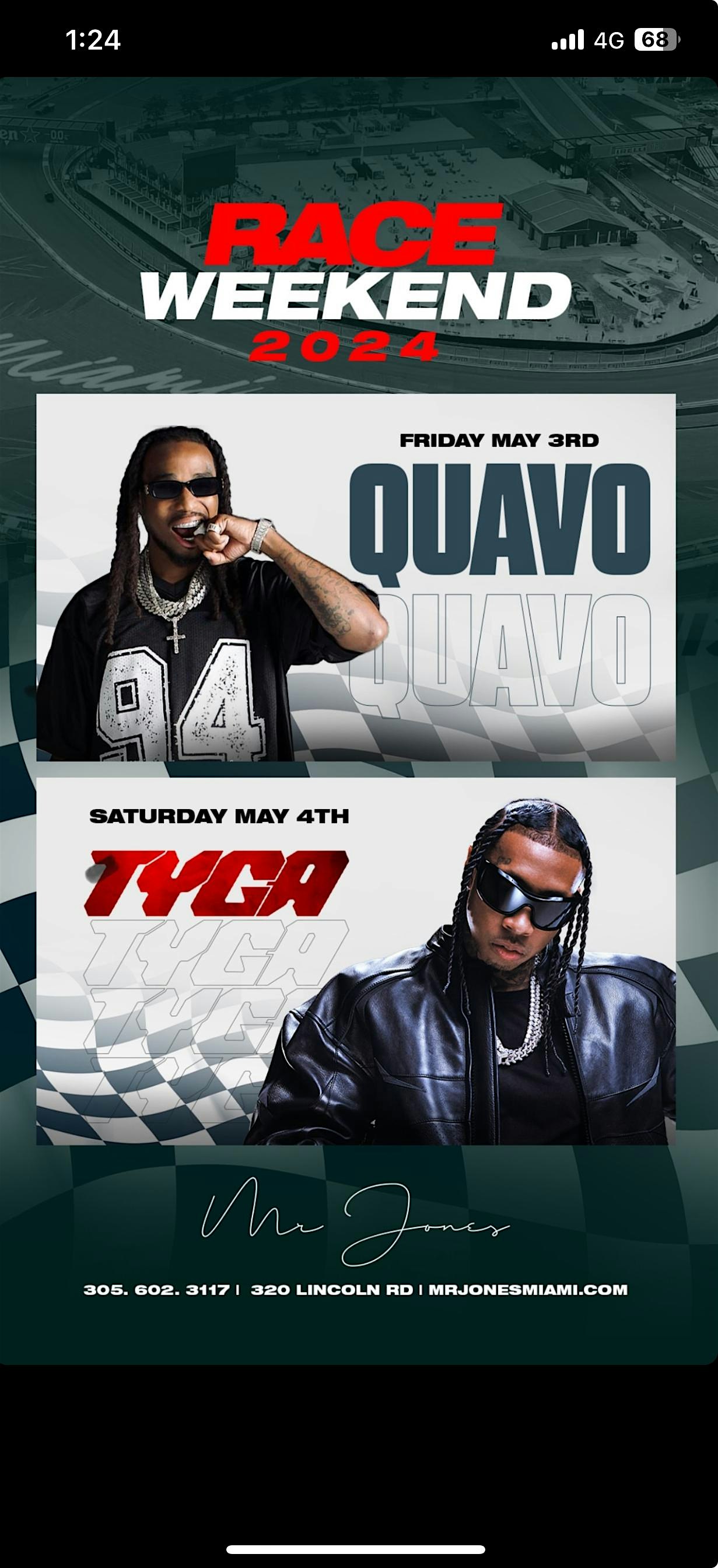 MrJones Miami Presents:TYGA Performing Live Race Weekend - Saturday,May 4th,2024.