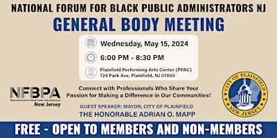 Imagem principal do evento National Forum for Black Public Administrators NJ General Body Meeting