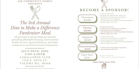 3rd Annual Dine to Make a Difference Fundraiser Meal