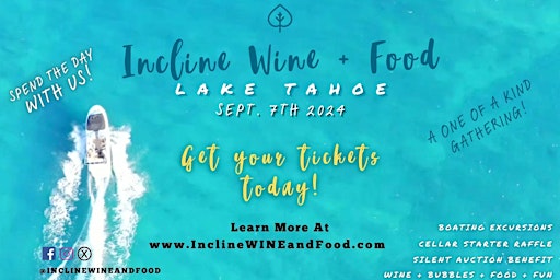 Imagen principal de Incline Wine + Food Lake Tahoe Celebration on Saturday, Sept. 7, 2024