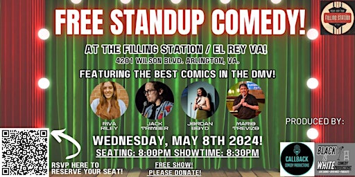 Image principale de Standup Comedy Night at El Rey with the DMV's best Comedians! FREE!