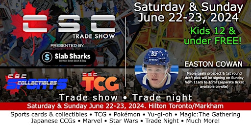 Imagem principal do evento Sports cards & TCG trade show with Easton Cowan!