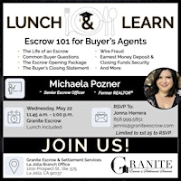 Primaire afbeelding van Escrow 101 for Buyer Agents  Lunch & Learn