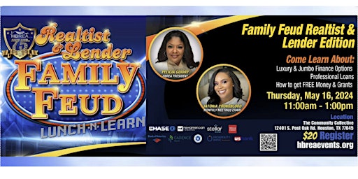 Primaire afbeelding van Family Feud Realtist & Lender Edition HBREA Lunch n Learn May 16, 2024