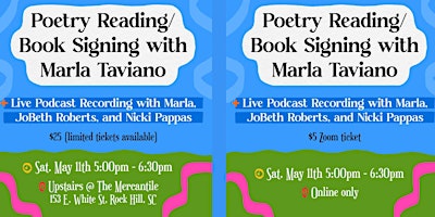 Imagen principal de Poetry Reading/Book Signing + Live Podcast Recording with Marla Taviano