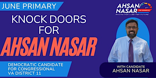 Nasar for Congress Canvassing Event - Herndon primary image