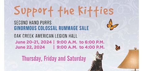 3-Day Colossal Rummage Sale June 20, 21, & 22 Benefiting Second Hand Purrs