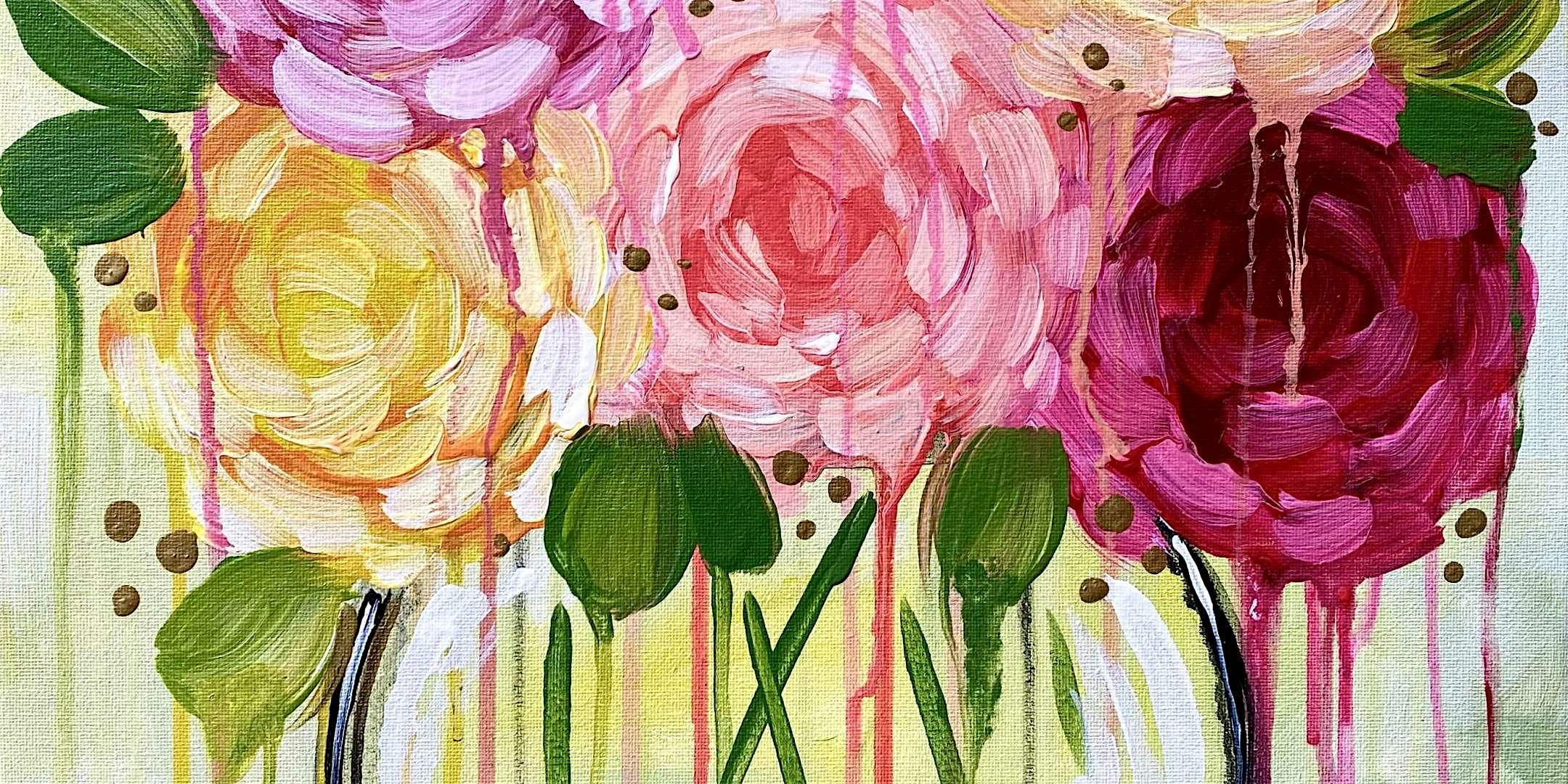 Dripping Blooming Bouquet - Paint and Sip by Classpop!\u2122