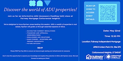 Imagem principal do evento Discover the world of ADU properties!