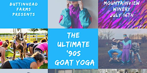 90's Baby Goat Yoga Snuggle & Sip   @ Mountain View Winery primary image