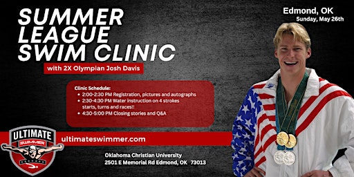 Imagem principal de Oklahoma Summer League Swim Clinic with Olympian Josh Davis