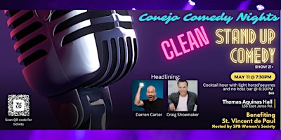 Imagem principal do evento CONEJO COMEDY NIGHTS:   Craig Shoemaker & Darren Carter!  (SVDP Benefit)