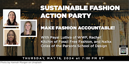 Image principale de Climate Action Party:  Sustainable Fashion