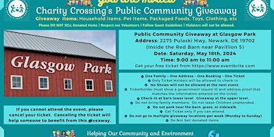 Primaire afbeelding van Charity Crossing's Community Giveaway at Glasgow Park, Newark, Delaware