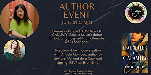Imagem principal do evento Author Event: Daughter of Calamity with Rosalie M. Lin, with Angela Montoya