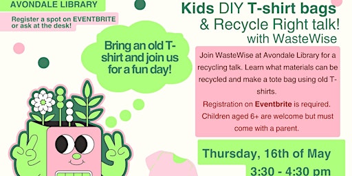 Primaire afbeelding van Kids DIY T-shirt bags   & Recycle Right talk! with WasteWise