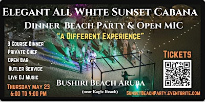 Immagine principale di Elegant All White Sunset Cabana Dinner Beach Party & Open Mic Adults Only 