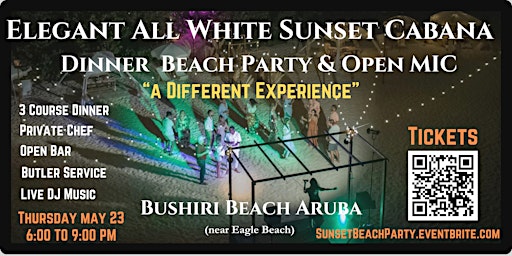 Imagem principal do evento Elegant All White Sunset Cabana Dinner Beach Party & Open Mic Adults Only