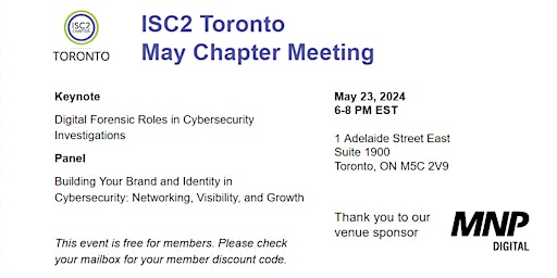 Primaire afbeelding van ISC2 Toronto May Chapter Event