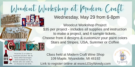 Woodcut  Workshop 5/29/24 from 6-8pm at Modern Craft