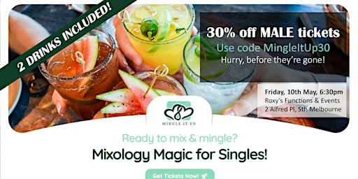 Immagine principale di Singles Mixology Cocktails & Mocktails | Ages 32-45 | 30% off MALE tickets 