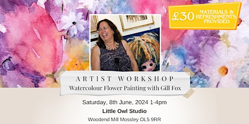 Imagem principal do evento Watercolour Flower Painting Saturday Workshop with Artist Gill Fox