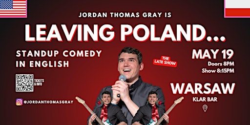 Imagem principal do evento WARSAW 8PM • Jordan Thomas Gray's "LEAVING POLAND..." • Standup in English